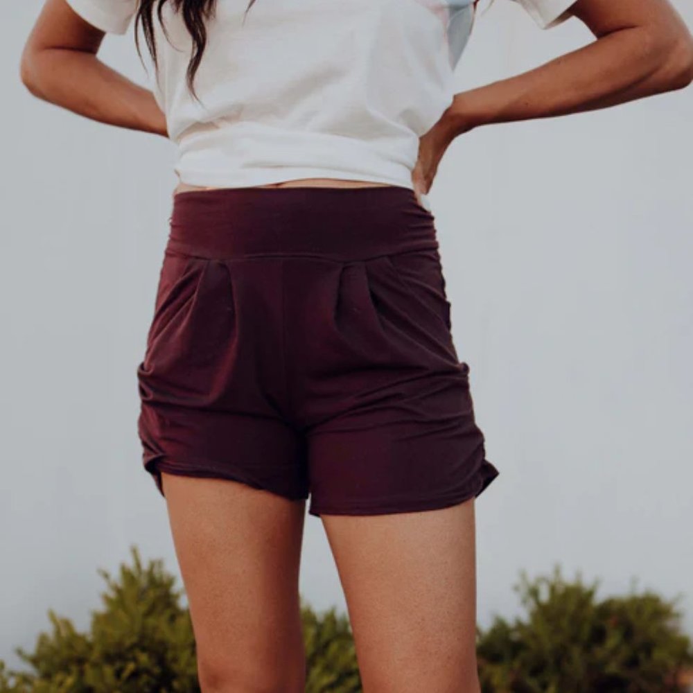 NWOT Simple Addiction Burgundy Solid Harem Shorts